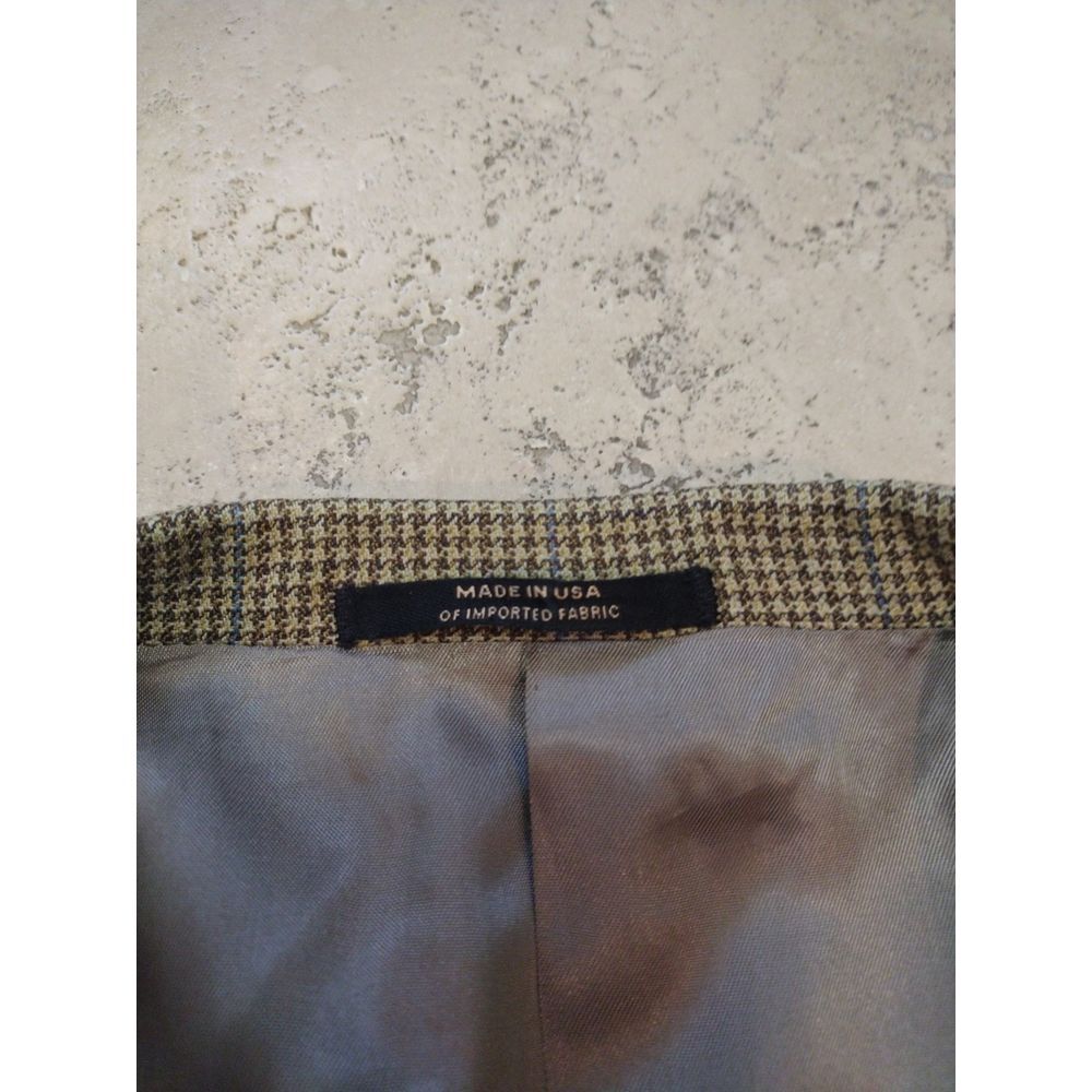 Hart Schaffner Marx Mens 48R Modern Blazer Jacket Coat Olive Plaid Check‎ Wool - Picture 4 of 10